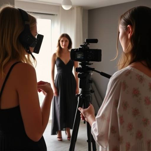 Backstage de la grabación de un video fashion para la diseñadora catalana de moda sostenible Ana Torres.
